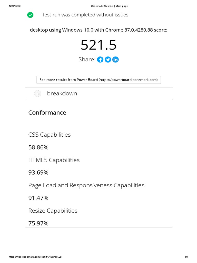 Basemark Web 3.0 Test Results | PDF | Computers