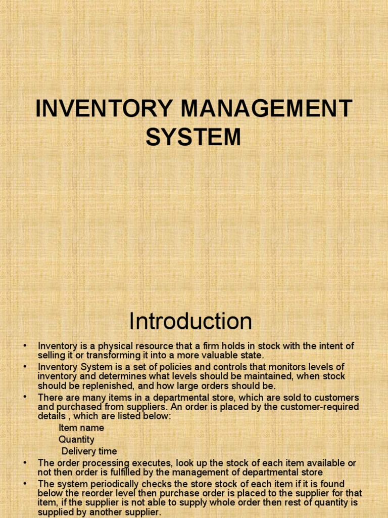 Introduction to Inventory Management System | PDF | Software Testing ...