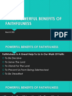 Three Powerful Benefits of Faithfulness: March 8, 2020