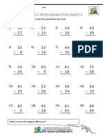 2 Digit Subtraction With Regrouping Sheet 2: Remember To Subtract The Ones First and Then The Tens