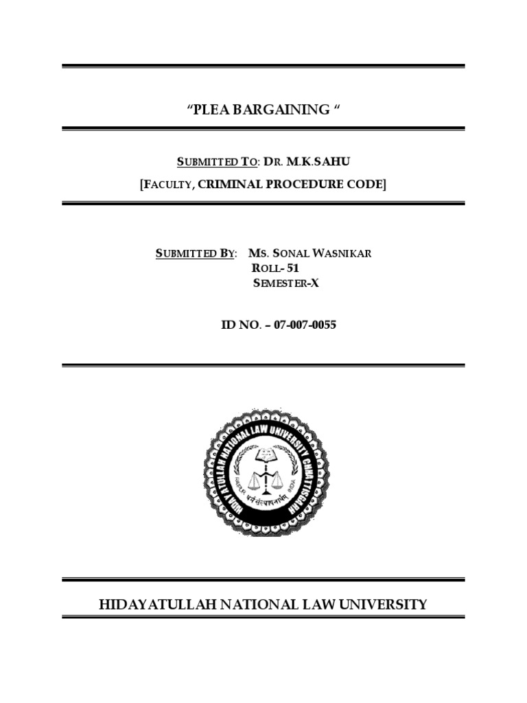 Plea Bargaining in Indian Law | PDF | Plea Bargain | Plea