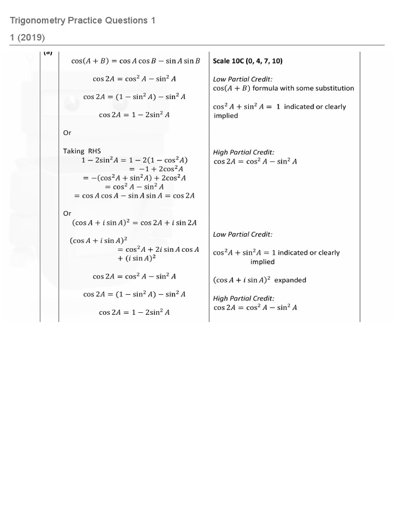 Trigonometry Practice Questions 2013-2019 | PDF | Technology & Engineering