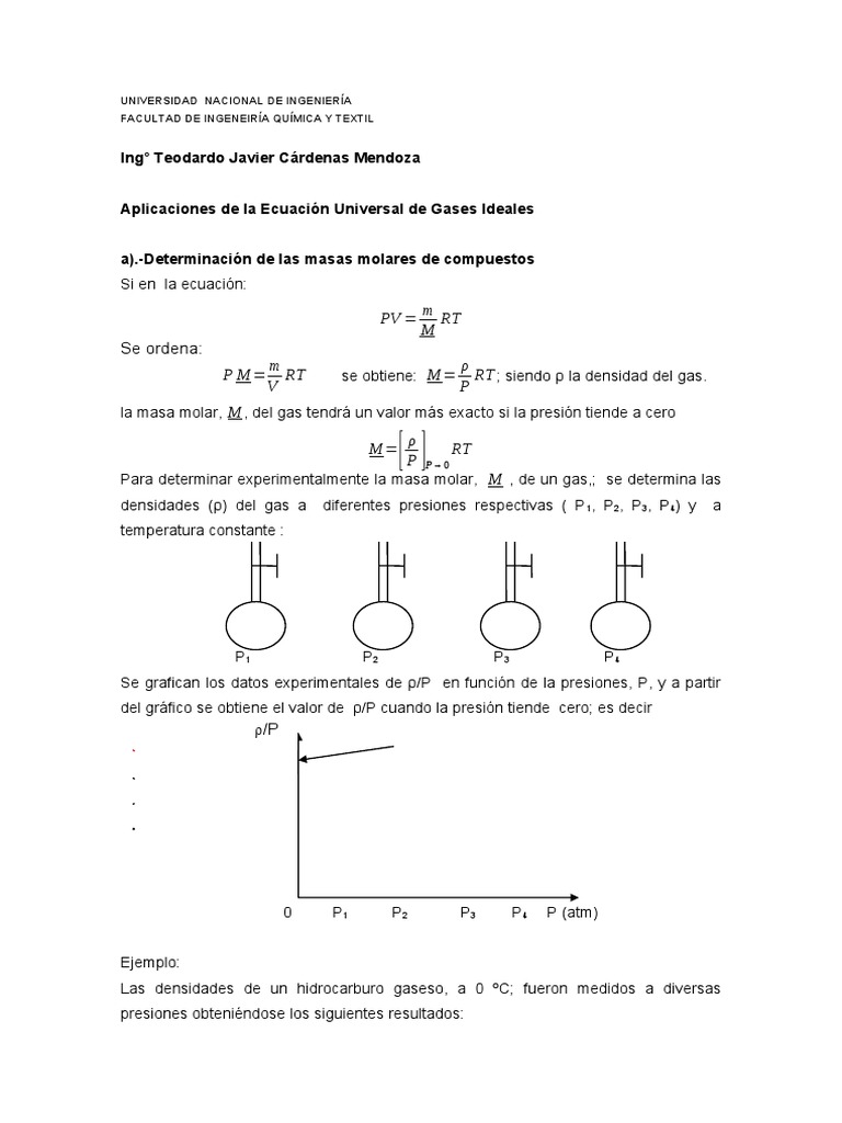 Aplicaciones de Gases Ideales en Química | PDF | Gases | Temperatura