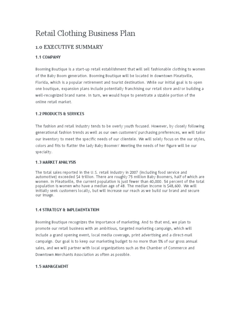 Booming Boutique Business Plan | PDF | Retail | Balance Sheet