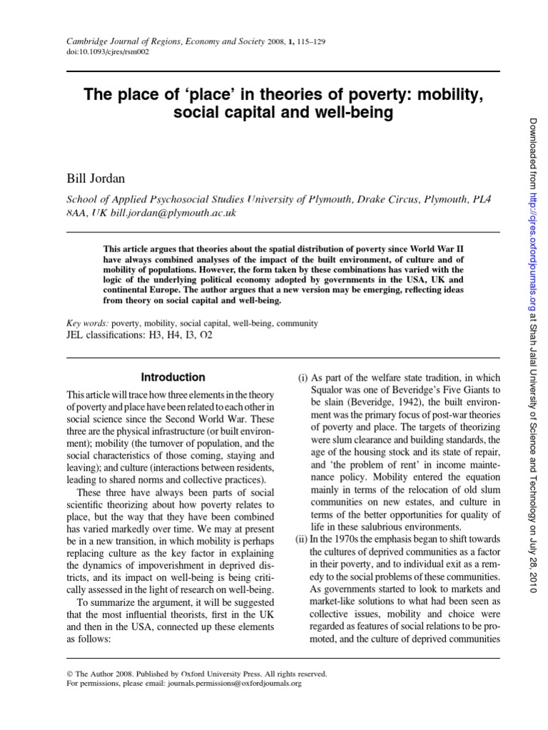 The Place of Place' in Theories of Poverty: Mobility, Social Capital ...