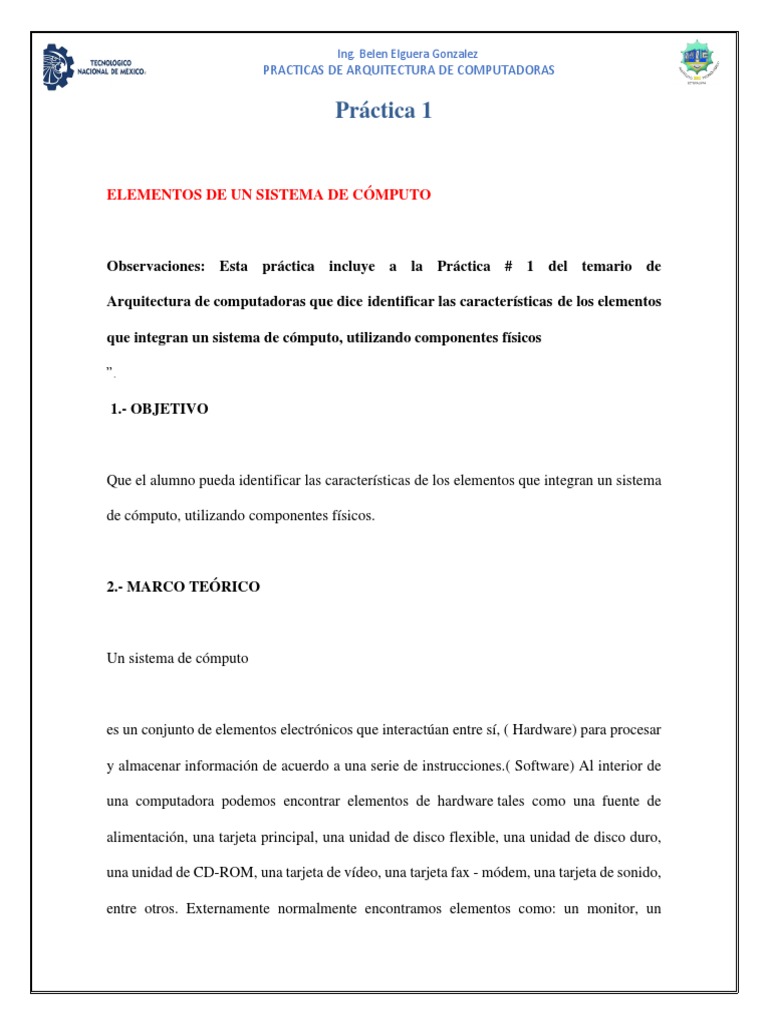 Elementos de un Sistema de Cómputo | PDF | Hardware de la computadora ...