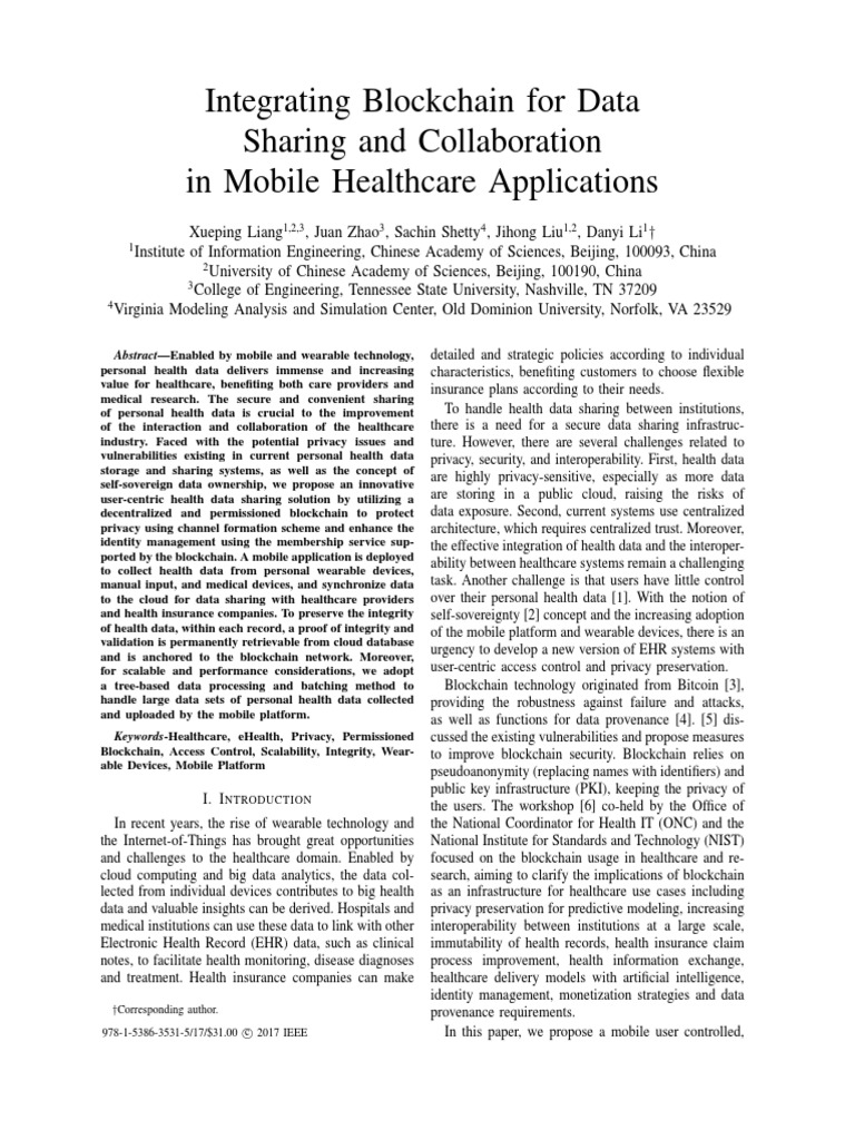 Blockchain for Mobile Health Data Sharing | PDF | Cloud Computing ...