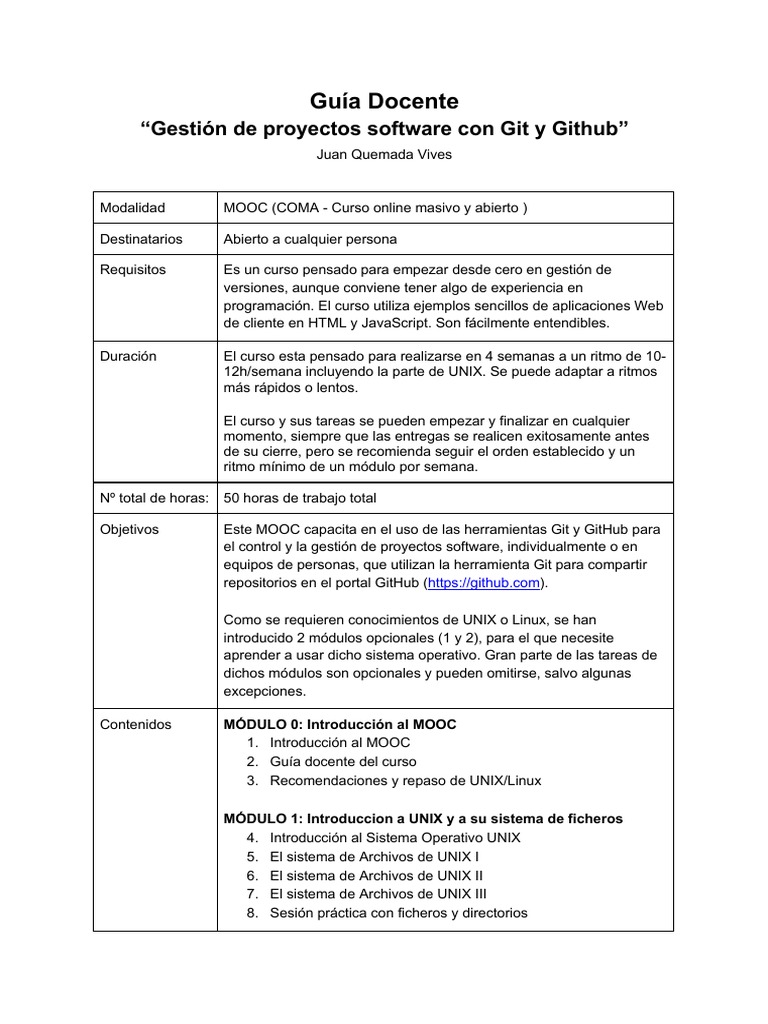 Gestión de Proyectos con Git y GitHub | PDF | Curso abierto masivo en ...