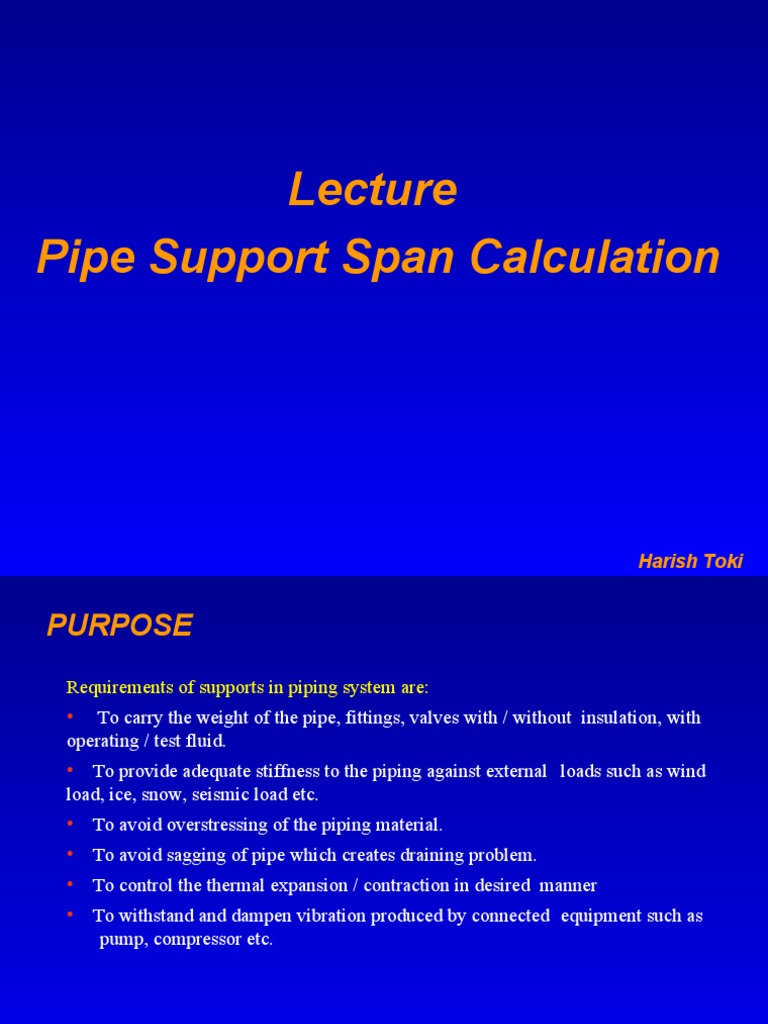 Pipe Support Span Calculation PDF Pipe (Fluid Conveyance) Stress (Mechanics)