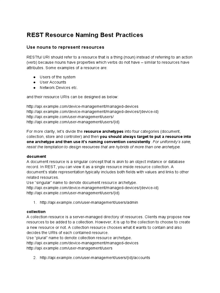 REST Resource Naming Best Practices PDF Uniform Resource Identifier