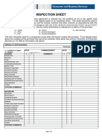 Inspection Sheet: C Clean G Good N Not Working D Dirty B Broken/Damaged F Fair S Scratched/Marked