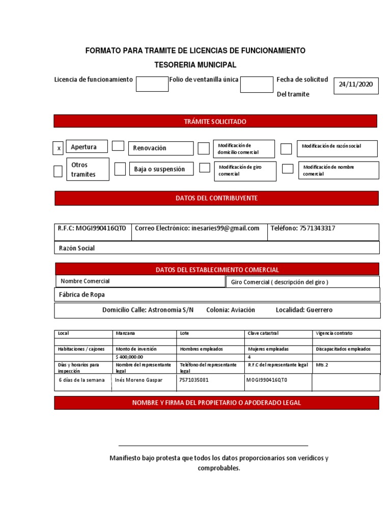 Formato de Licencia de Funcionamiento | PDF | Business