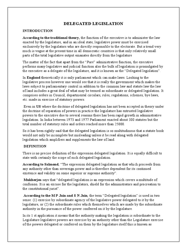 Delegated Legislation | PDF | Constitution | Supreme Court Of The ...