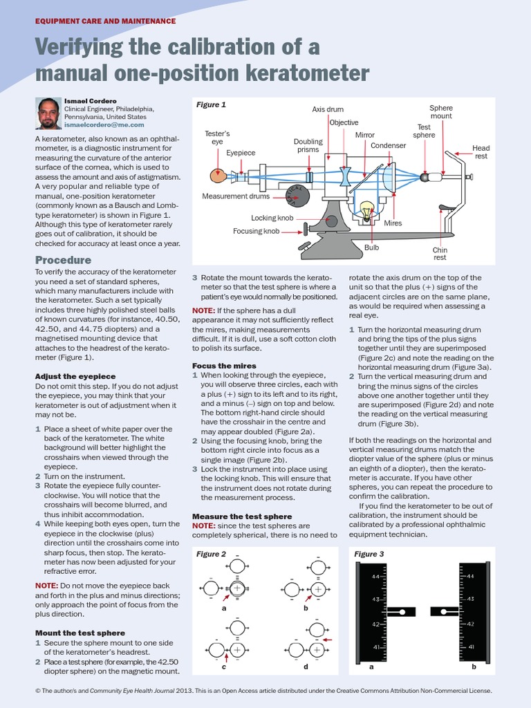 Verifying The Calibration of A Manual OnePosition Keratometer PDF