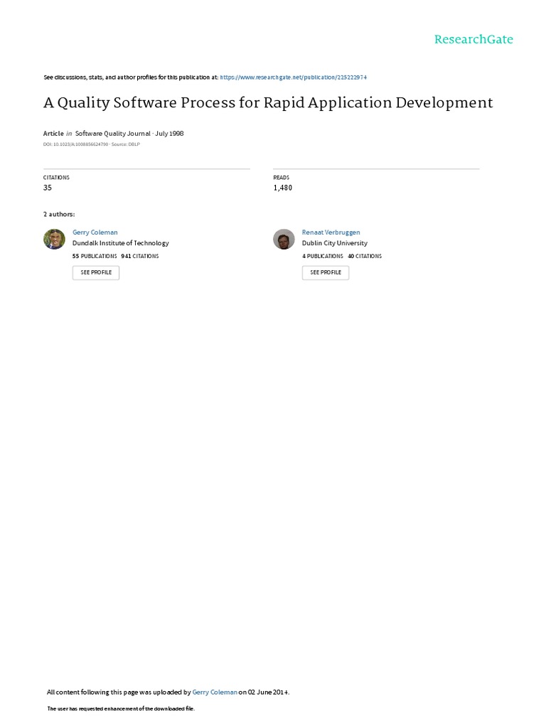 A Quality Software Process For Rapid Application Development | PDF ...