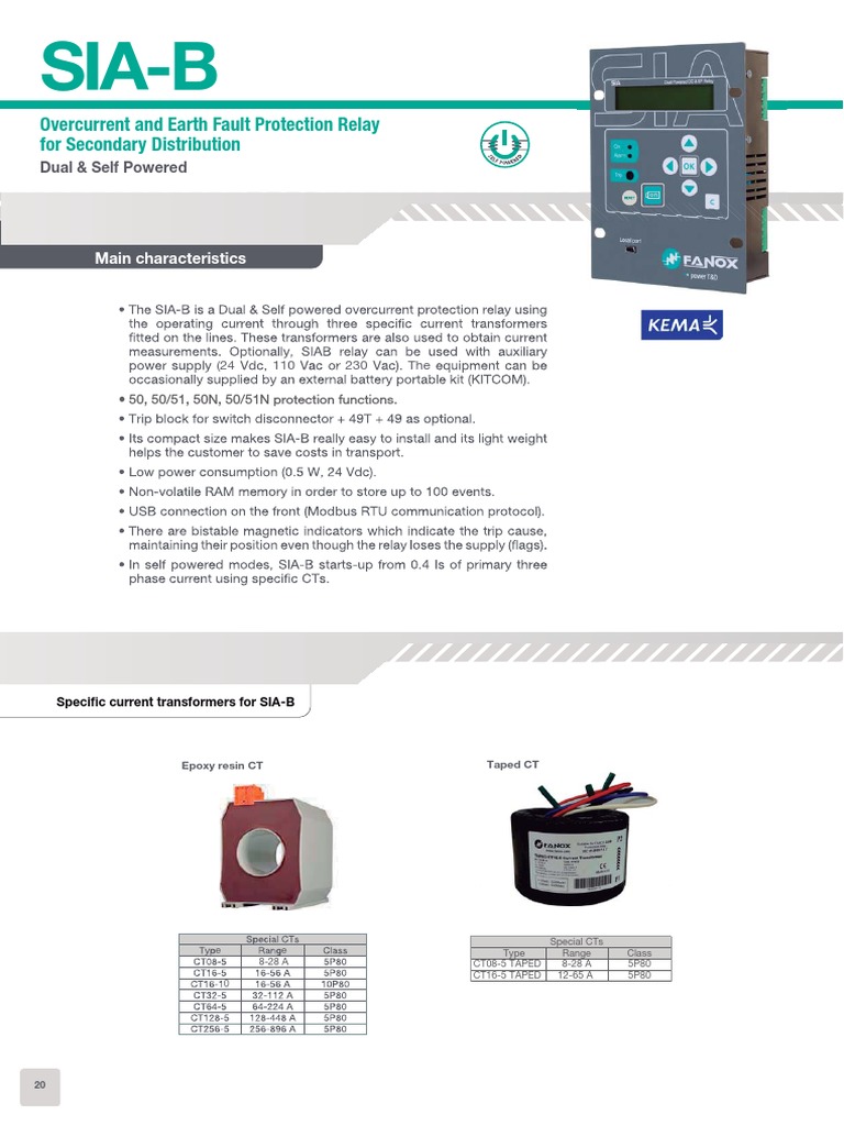 Sia-B: Overcurrent and Earth Fault Protection Relay For Secondary ...