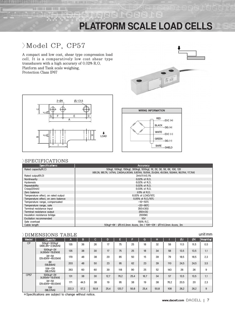 Platform Scale Load Cells Overview | PDF | Equipment | Electrical ...