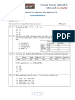 Simulare Evaluare Nationala 31.10.2020-2