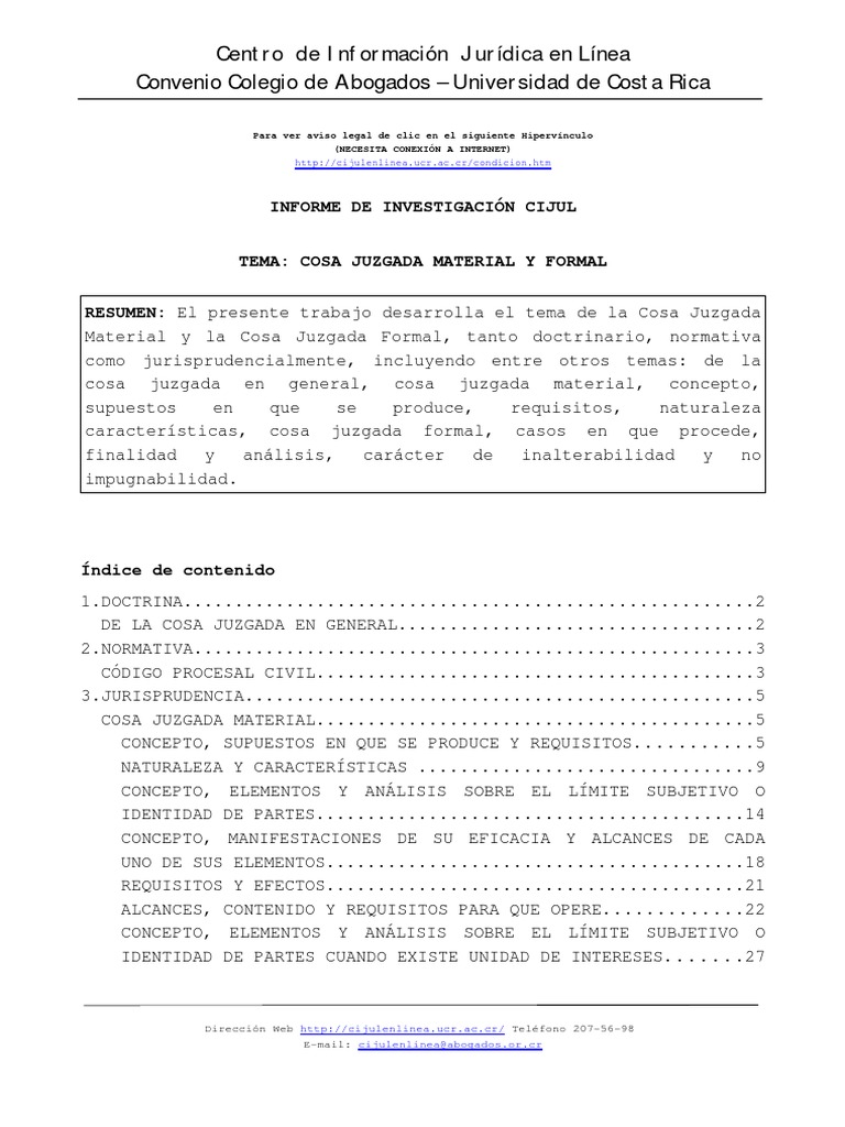 Cosa Juzgada Material y Formal PDF | PDF | Res Judicata | Sentencia (ley)