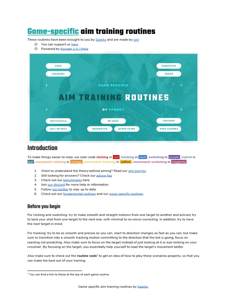 Game-Specific Aim Training Routines | PDF | Leisure | Sports