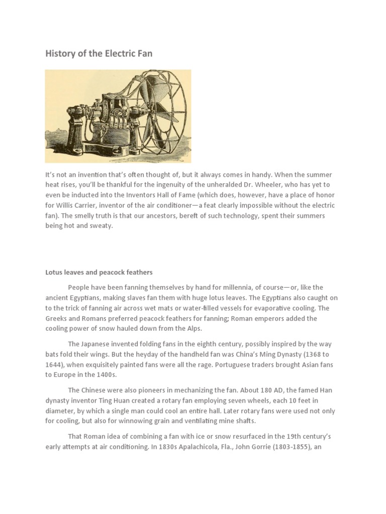 History of The Electric Fan: Lotus Leaves and Peacock Feathers | PDF ...