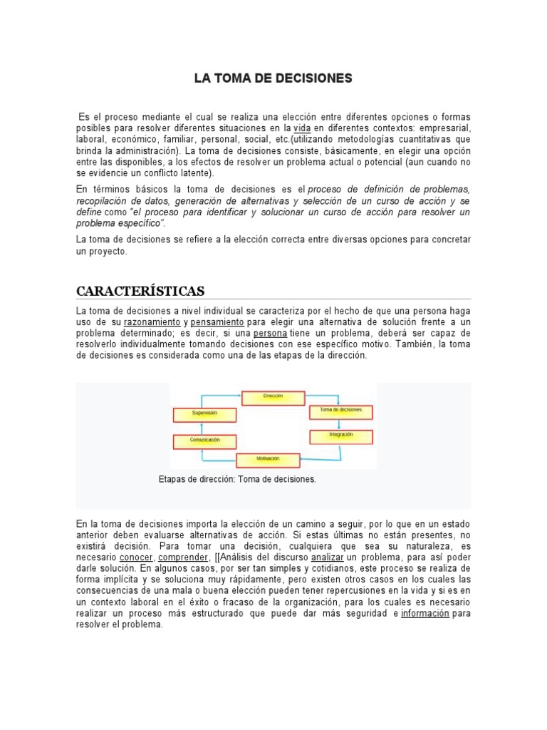 Toma de Decisiones: Proceso y Tipos | PDF | Toma de decisiones ...