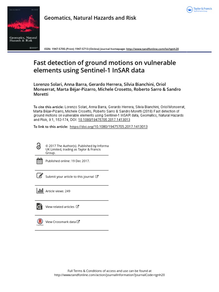 Fast Detection of Ground Motions On Vulnerable Elements Using Sentinel ...