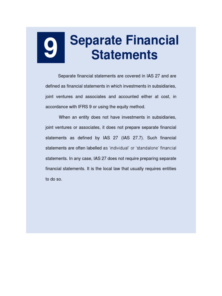 9 - Separate Financial Statements PDF | PDF | International Financial ...