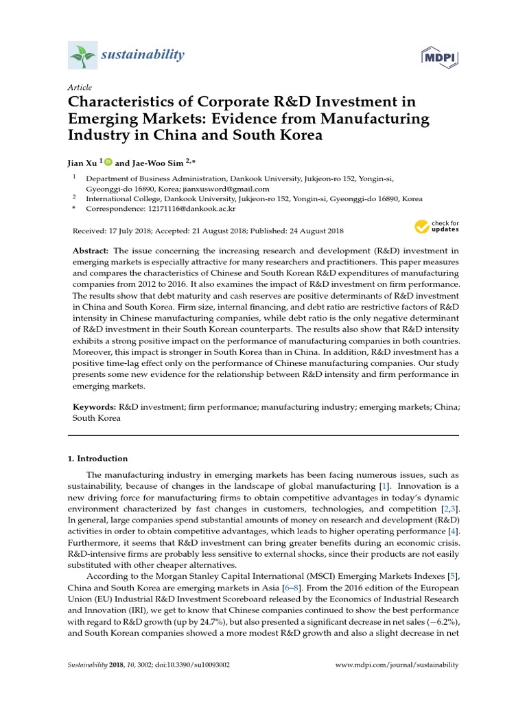 Characteristics of Corporate R&D Investment in Emerging Markets ...