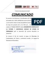 COMUNICADO Lineamientos de Tutoría y Convivencia Escolar PDF