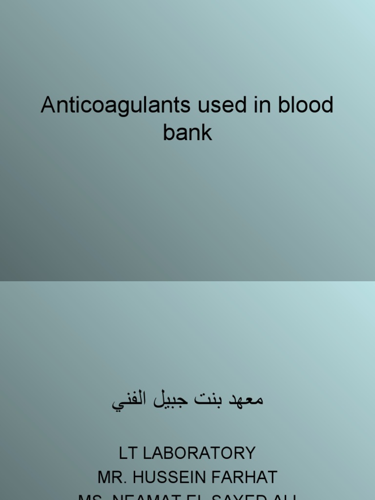 Anticoagulants in Blood Banking | PDF