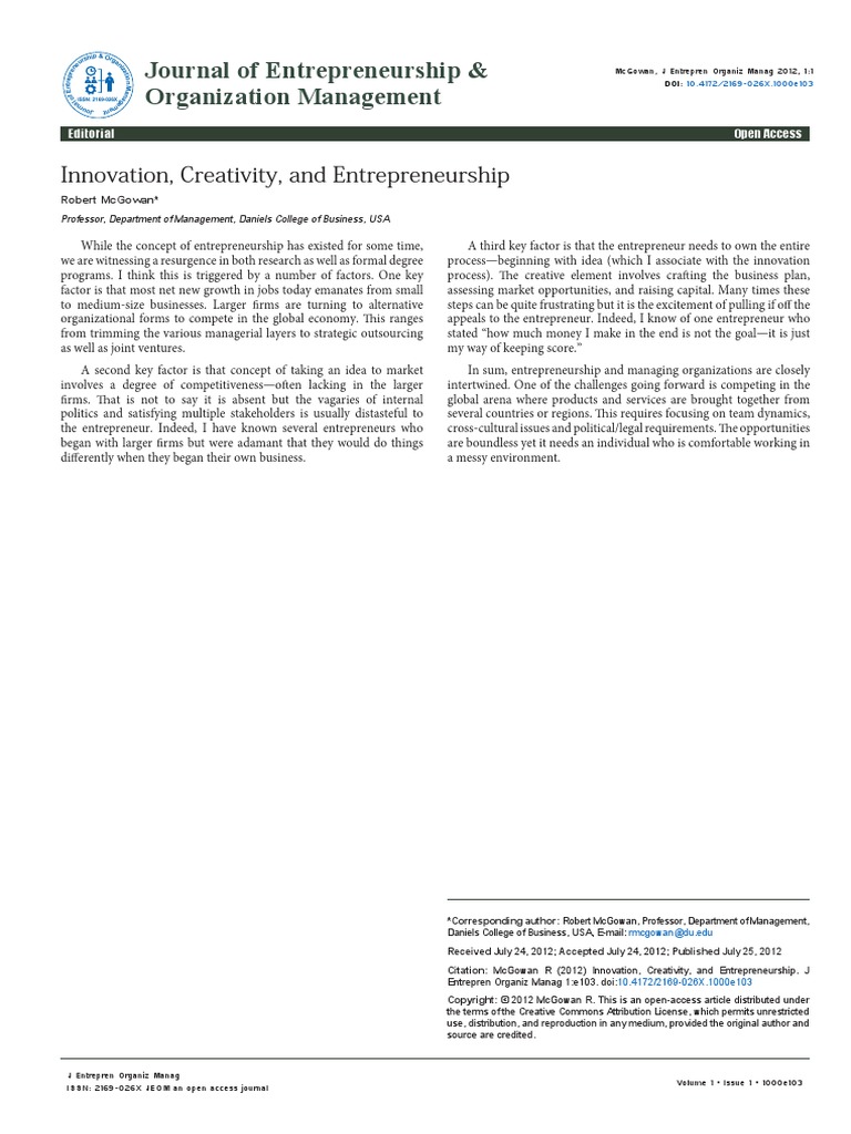 Innovation Creativity and Entrepreneurship 2169 026x.1000e103 | PDF ...