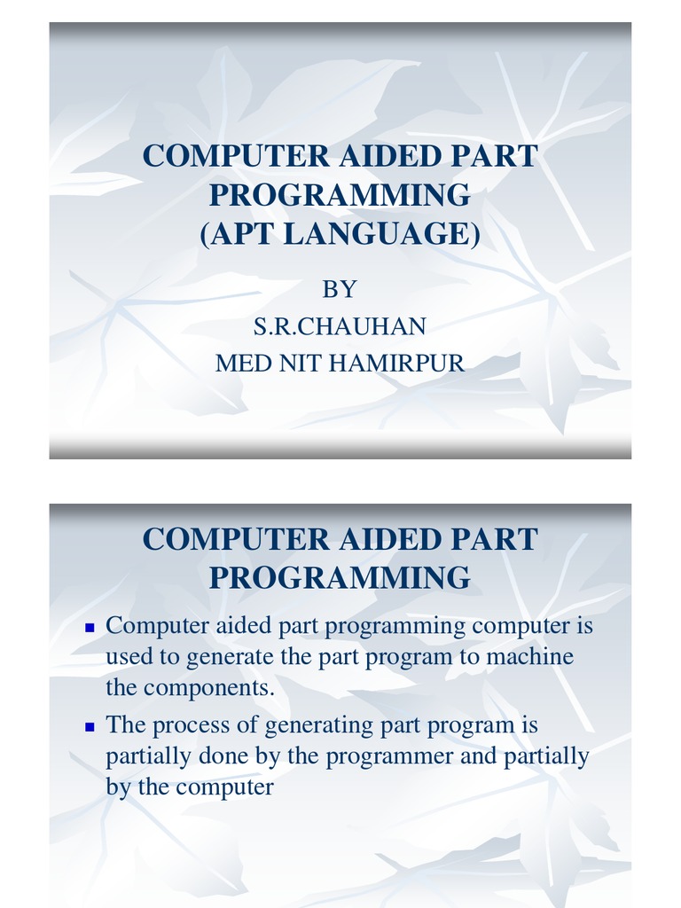 An Introduction to Computer Aided Part Programming Using the APT ...
