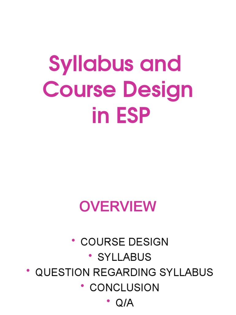 ESP Course Design and Syllabus Overview | PDF | Learning | Teachers