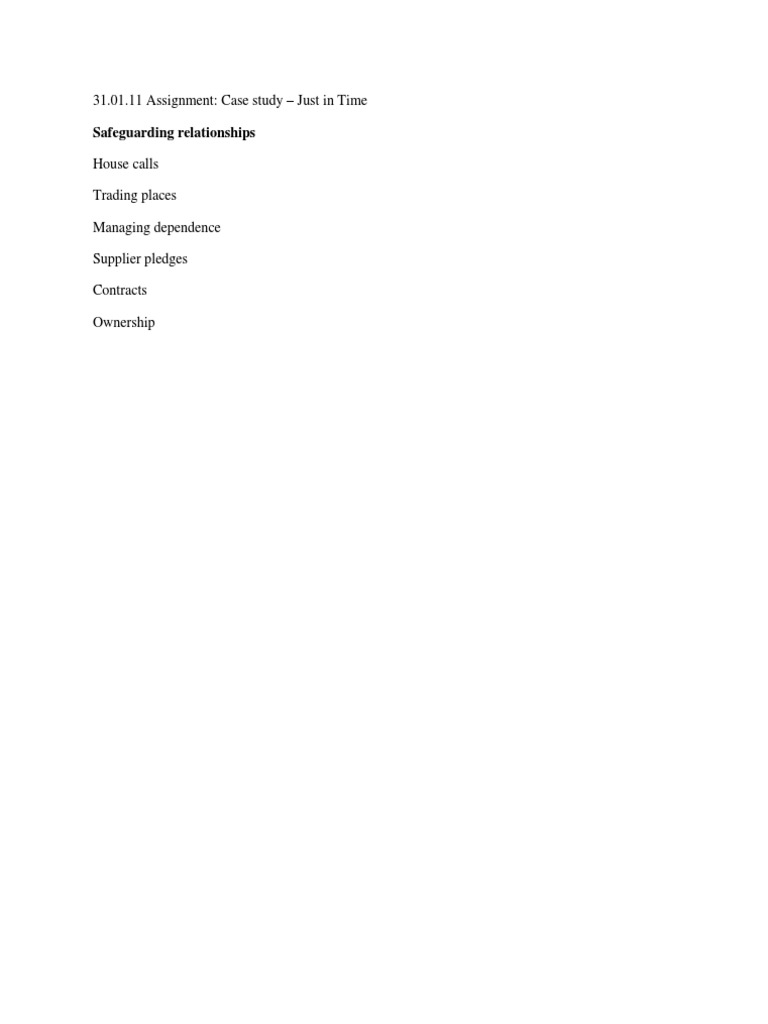 Just in Time Case Study Analysis | PDF