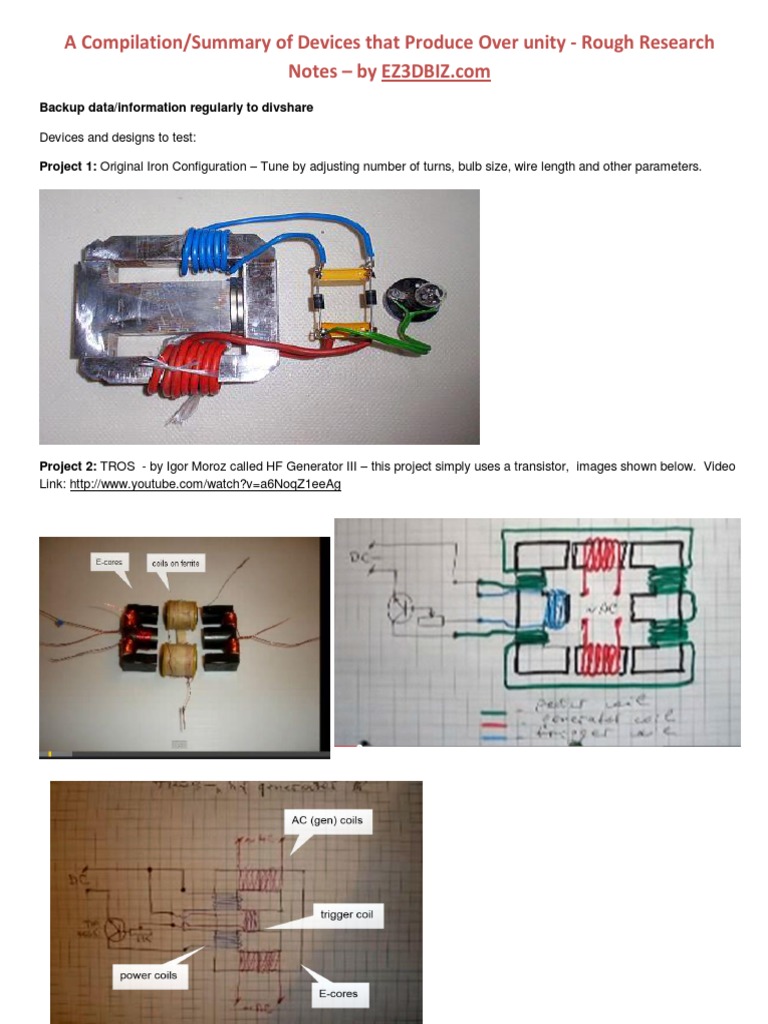 Overunity Device Research Summary | PDF | Transformer | Inductor