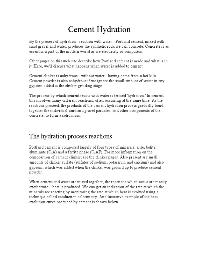 The Hydration Process Understanding the Chemical Reactions that Cause