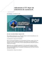 Puede jurídicamente el TC dejar sin efecto la declaratoria de vacancia de Vizcarra