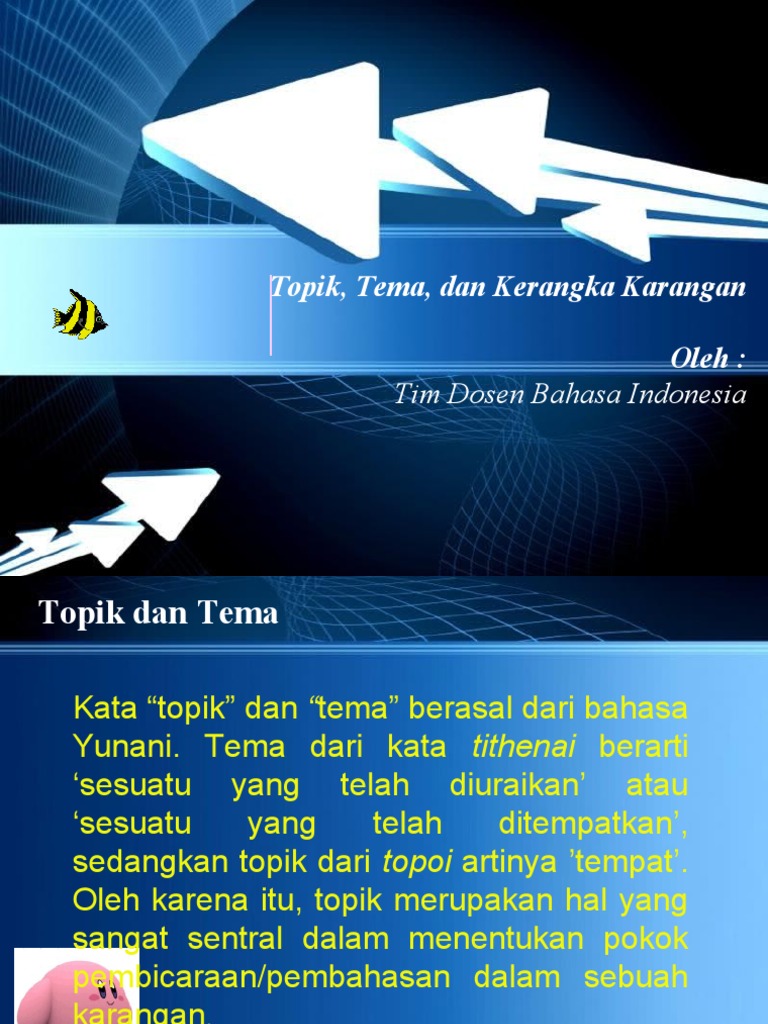 Topik Tema Kerangka Karangan