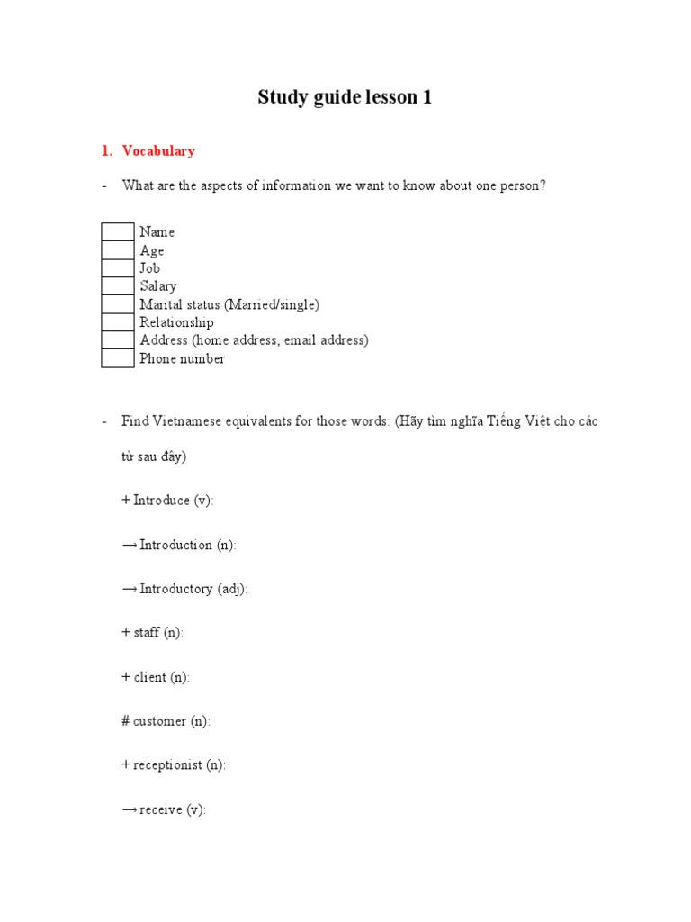 Study Guide Lesson 1 - Starter | PDF | Career & Growth | Language Arts ...
