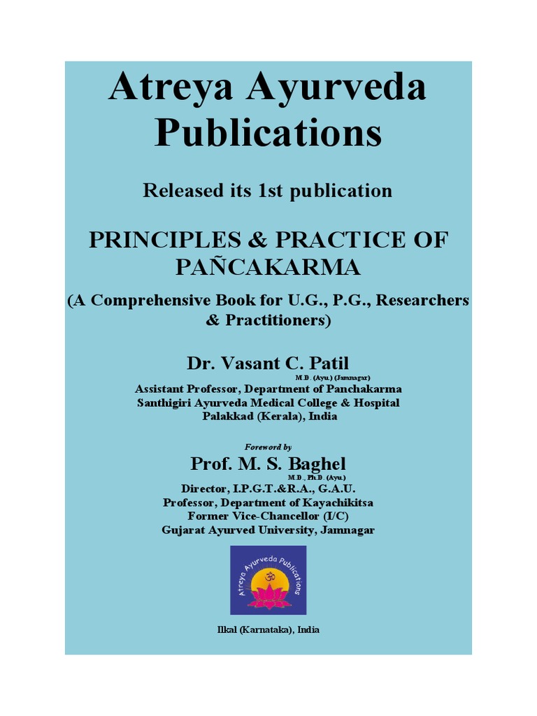 PRINCIPLES PRACTICE OF PANCHAKARMA A Comprehensive Book For U.G. P.G ...