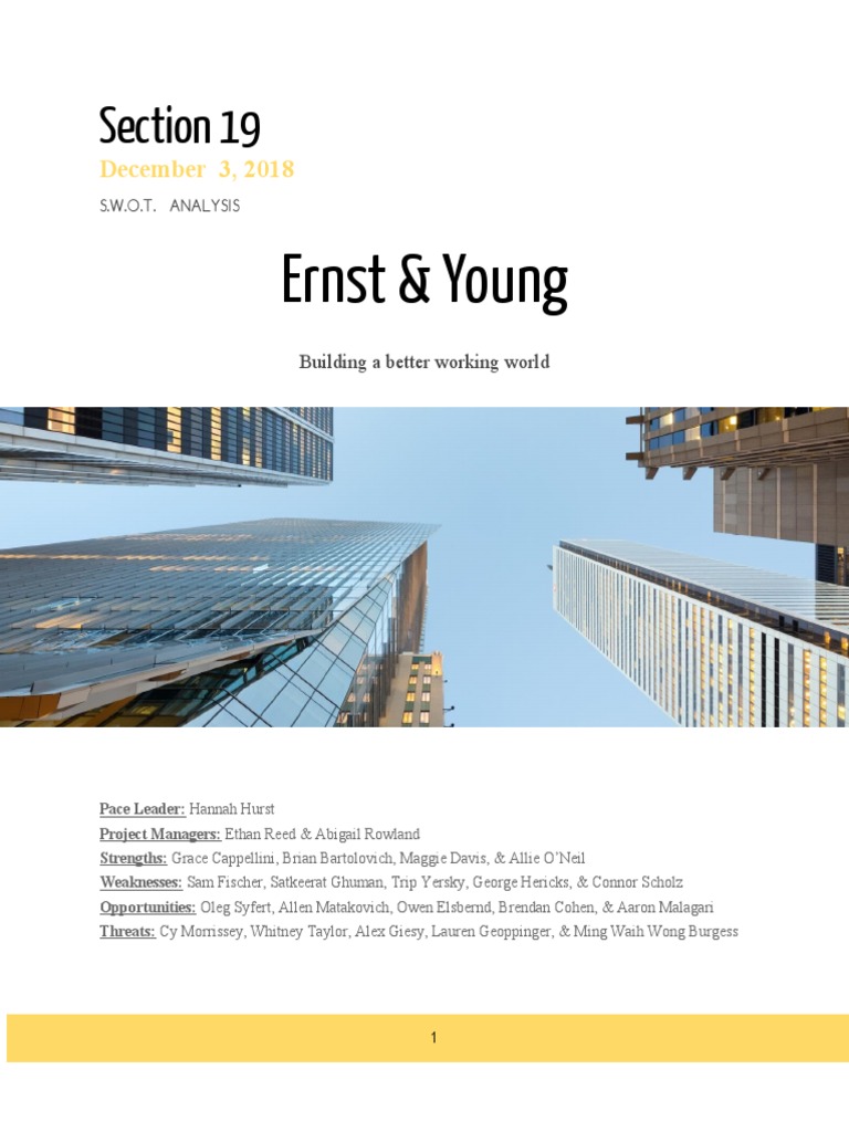 Ey Swot Analysis Paper PDF Pricewaterhouse Coopers Employment