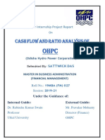 Cash Flow and Ratio Analysis Of: Summer Internship Project Report