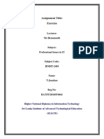 Assignment Title: Exercise: Lecturer: MR - Hemananth