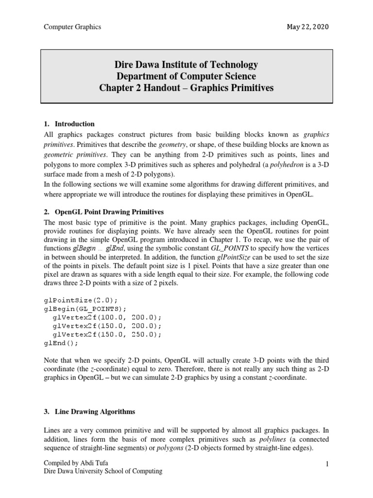 Chapter 2 Graphics Primitive PDF Polygon Elementary Geometry