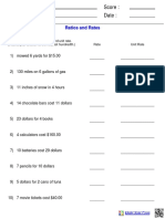 Name: Teacher: Date: Score:: Ratios and Rates