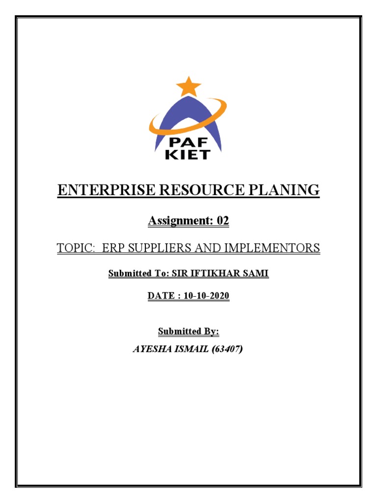 Enterprise resource planing topic erp suppliers and implementors