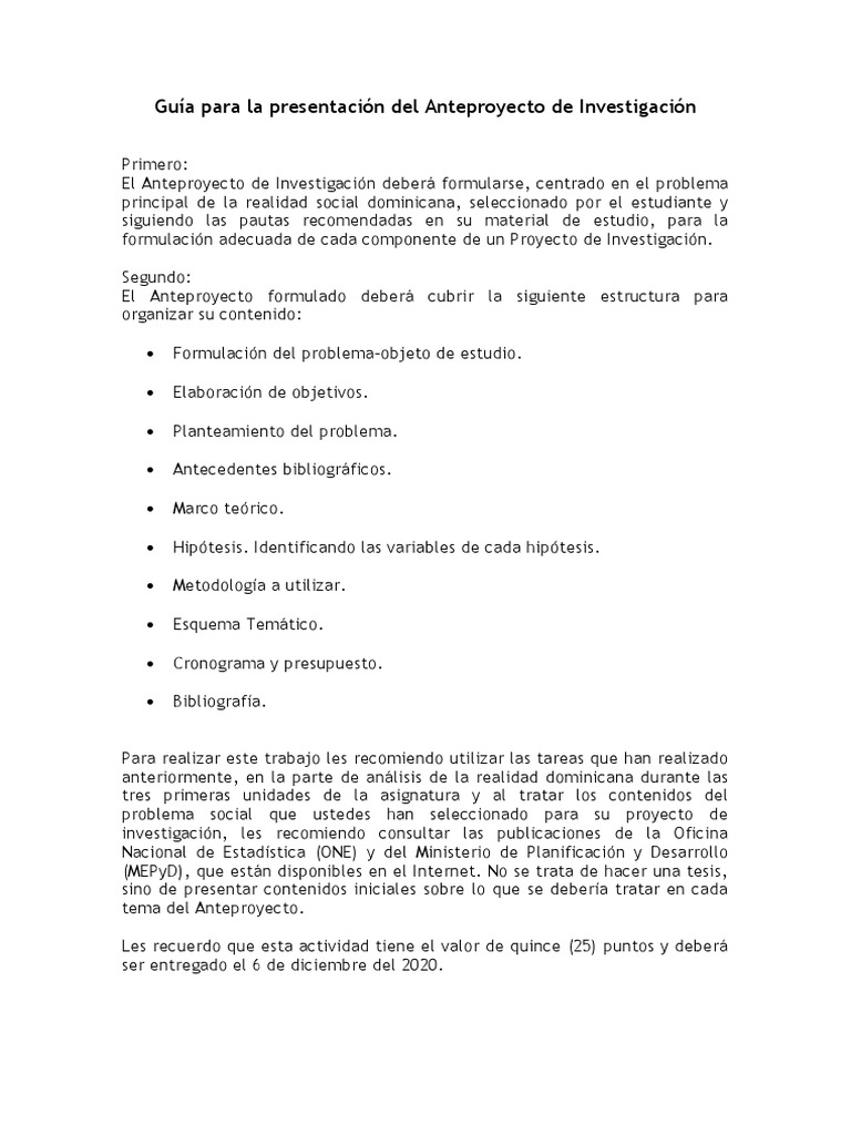 Guía para el Anteproyecto de Investigación | PDF