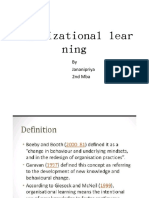 Organizational Lear Ning: by Jananipriya 2nd Mba