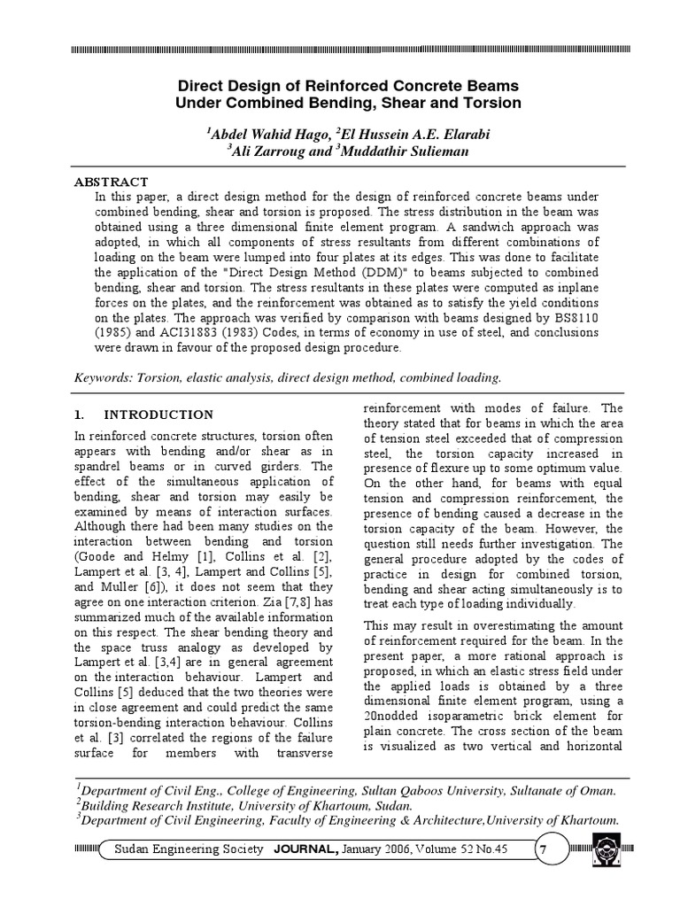 Direct Design of Concrete Beams with Torsion | PDF | Bending | Beam ...